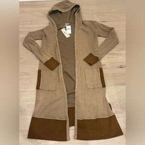 NEW Buckle BKE XS Brown Hoodie Duster Cardigan Sweater Mystree NWT Hooded Top